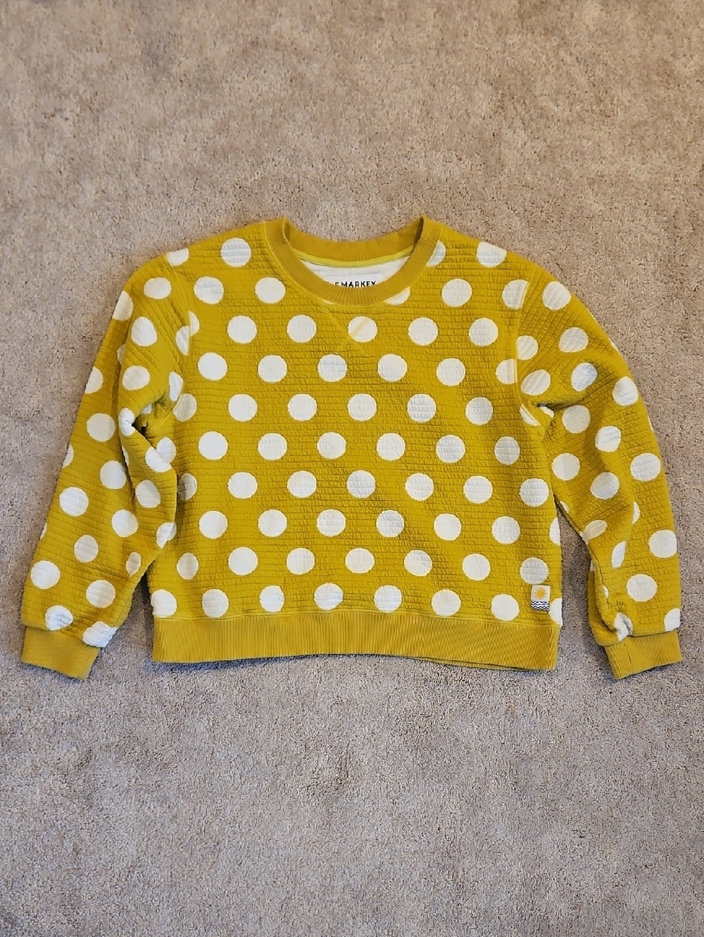 L.F. Markey Yellow and White Polka Dot Crewneck Sweater